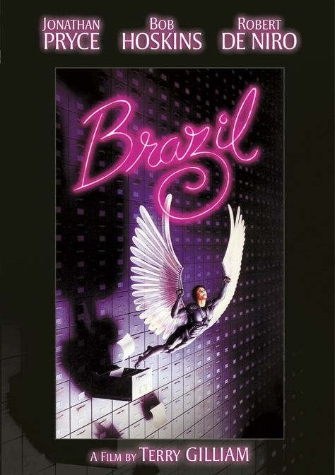 'Brazil' directed by Terry Gilliam. "This is information retrieval not information dispersal." Brazil Movie, Brazil 1985, Bob Hoskins, Classic 80s Movies, 80s Movie Posters, Jonathan Pryce, Art Cinema, Terry Gilliam, Michael Palin