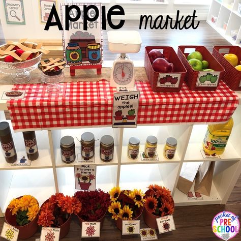 Apple Orchard Dramatic Play 5 Pocket Of Preschool Apples, Exploring Apples Preschool, Pretend Play Caramel Apples, Apple Dramatic Play Center, Fall Farmers Market Dramatic Play, Apple Picking Dramatic Play Preschool, Apple Market Dramatic Play, Apple Stand Dramatic Play, Apple Dramatic Play