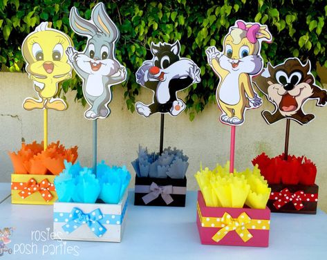 Frozen Birthday Games, Baby Boy Birthday Decoration, Space Jam Theme, Looney Tunes Party, Boy Birthday Decorations, Boy Baby Shower Ideas, City Baby, Baby Looney Tunes, Baby Shower Theme Decorations