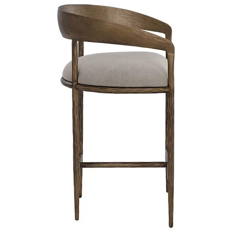 37B Zanatta Counter Stool with Taupe Grey Cushion in Antique Brass | Shop NFM Home Bar Stools, Transitional Bar Stools, Stools Kitchen, Antique Brass Frame, Bar Stools Kitchen Island, Grey Cushion, Chi Town, Bar Stools With Backs, Family Furniture