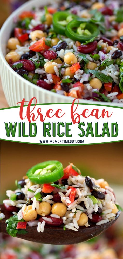 Rice And Beans Salad, Simple Light Dinner, Momontimeout Recipe, Bean And Rice Salad, Salad Beans, Salad Kale, Light Dinner Recipes, Three Bean Salad, Wild Rice Salad