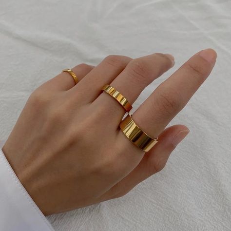 Ring Simple Gold, Thick Gold Ring, Simple Gold Ring, Shape Icon, Gold Minimalist Jewelry, Plain Ring, Ring Couple, Plain Rings, Thick Ring