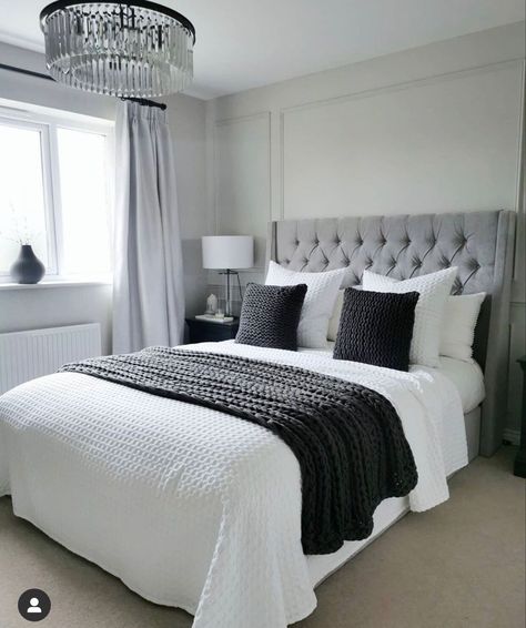 [CommissionsEarned] 36 Most Saved Grey Bedroom Headboard Ideas Tricks You'll Want To Use This Fall #greybedroomheadboardideas Grey Bedroom Ideas Apartment, Grey Headboard And White Bedding, Grey White Black Bedroom Ideas, Bedroom Decor Master Grey Black White, White Black And Grey Bedding, Grey Bed Frame Master Bedrooms, Light Grey Bed Black Furniture, Black White Grey Room Bedroom Ideas, Room Ideas Gray Bed Frames