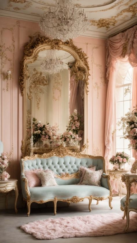 Rococo Reverie: Blending History with Modernity in Living Room Decoration 7 Dream Foyer, Rococo Interior, French Style Bedroom, Dream Bedroom Inspiration, Victorian Bedroom, Chinoiserie Decorating, French Country Bedrooms, Casa Country, French Bedroom