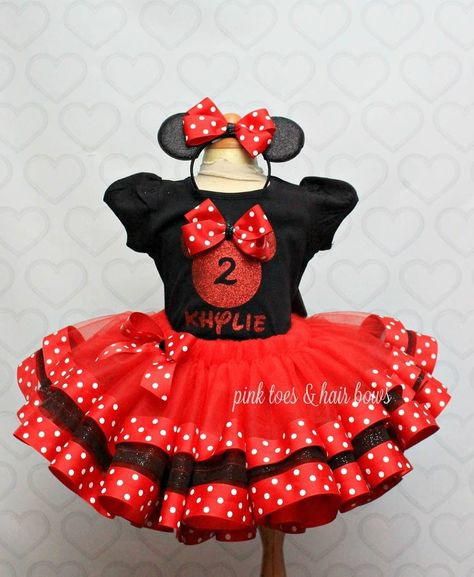 Mini Mouse Dress, Minnie Mouse Birthday Outfit, Twodles Birthday, Mickey House, Minnie Mouse Tutu, Mouse Outfit, Glitter Tee, Minnie Mouse Outfits, Aurora Dress