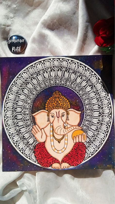 Ganesh Mandala Art Ganesha Mandala Art Coloured, Ganesh Mandala Art, Ganesha Mandala Art, Ganesh Mandala, Clay Disney, Colour Mandala, Ganpati Songs, Ganesh Art Paintings, Loose Belly