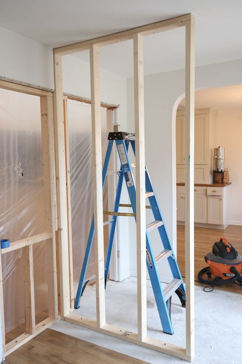 Learn how to frame a wall and how to build a wall in an existing home that is already constructed! This how to build an interior wall tutorial shares the steps and lessons learned with framing a non-load-bearing wall. Separate Rooms Without Walls, Established Home, Diy Will, Faux Walls, Framing Construction, Diy Room Divider, Load Bearing Wall, Build A Wall, Wood Frame Construction