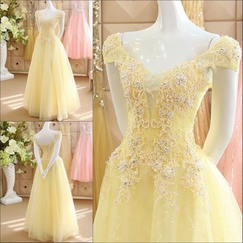 #wattpad #fanfic Your the princess of Japan you have been homeschooled for years but your parents decide to put you in Ouran academy  Everyone of course knows who you are and you start to feel like everyone only cares about your because your a princess  But when you meet the host club someone actually cares for you... Prom Dress Yellow, Applique Prom Dress, Diy Prom Dress, Sleeves With Lace, Chic Prom Dresses, Tulle Train, Prom Dress With Train, Princess Prom Dresses, Prom Dresses Yellow