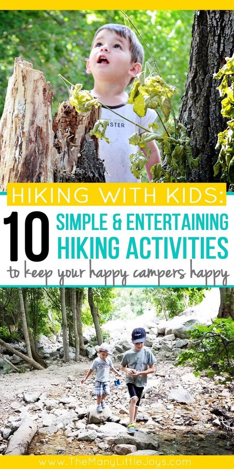 If you want to get your family out in nature, but you're tired of the complaints, try out these 10 activities that will make hiking fun for kids (and grown-ups, too). Easy Outdoor Activities For Kids, Kids Crafts For Boys, Easy Outdoor Activities, Hiking Activities, Outdoor Fun For Kids, Simple Activities, Family Hiking, Hiking With Kids, Nature Hikes