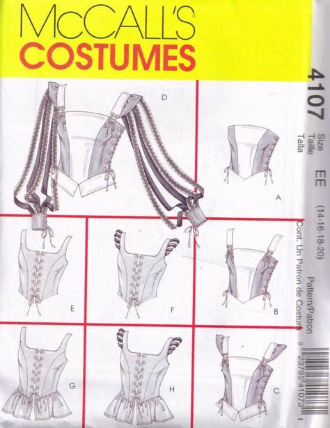 Corset Sewing Pattern Mccalls 4107 Sewing Pattern Corset Renaissance Medievil Halloween Corset Sewing Pattern, Corset Costumes, Costume Sewing Patterns, Corset Pattern, Free Sewing Pattern, Up Costumes, Costume Patterns, Butterick Sewing Pattern, Mccalls Sewing Patterns