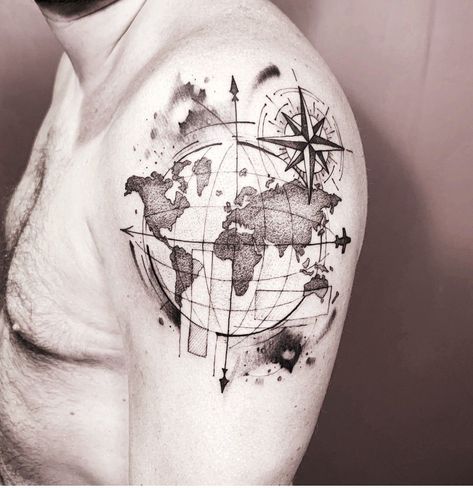 Inside Of Arm Tattoo, Shock Mansion, World Map Tattoos, Globe Tattoos, Atlas Tattoo, Art Inspired Tattoos, Dna Tattoo, Jaguar Tattoo, Design Tattoos