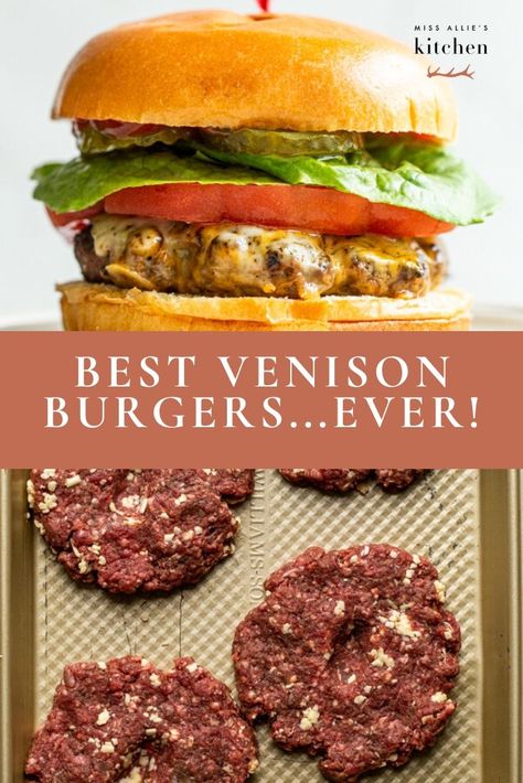 Deer Burger Recipes, Elk Recipes, Venison Burgers, Deer Recipes, Ground Venison, The Best Burger, Deer Meat Recipes, Deer Meat, Venison Recipes