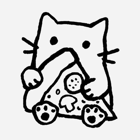 Cute Easy Doodles Cat, Kawaii Art Black And White, Cool Cat Doodle, Funny Cat Doodles Easy, Cute Doodles For Notes, Random Cute Things To Draw, Cat Doodle Aesthetic, Cool Cat Drawings, Cute Cat Doodles Easy