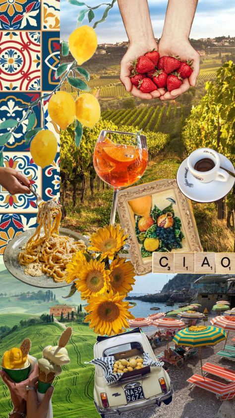 Under the Tuscan sun 🌞🍷🌻 #italyaesthetic #italiansummer #italy #italymoodboard #italian Italian Wallpaper, Italy Vibes, Italian Party, Italian Theme, Sun Aesthetic, Dinner Party Summer, Tourism Poster, Under The Tuscan Sun, 29th Birthday