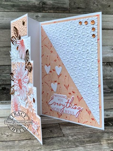 Creativity Abounds Blog Hop – Cheerful Daisies Z-Fold – Trace Of Creativity Flower Diy Paper, Paper Flower Diy, Cheerful Daisies, Tri Fold Cards, Fancy Fold Card Tutorials, Card Making Templates, Diy Paper Flowers, Gatefold Cards, Daisy Cards