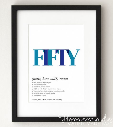 Fifty definition 50th birthday personalized poster gift 50th Birthday Cricut Ideas, Free 8x10 Printable Wall Art, Posters Vogue, 50th Birthday Poems, Funny 50th Birthday Quotes, 50th Birthday Ideas, 50th Birthday Gag Gifts, 40th Birthday Quotes, 50th Birthday Quotes