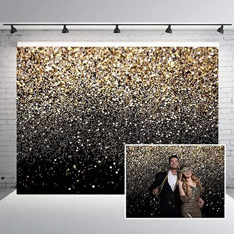 Black And Gold Photo Booth, Gold Photo Booth, Great Gatsby Party Decorations, Studio Booth, Gold Glitter Paint, Masquerade Party Decorations, Glitter Backdrop, Church Christmas Decorations, Decoration Backdrop