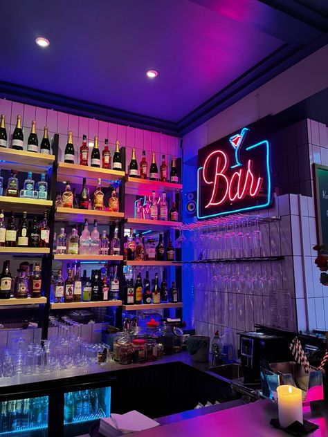 #bar #restaurant #stockholm #led Bar Astethic, Preppy Background, Bar Aesthetic, Arcade Bar, Bedroom Built In Wardrobe, Dream Bars, Nightclub Design, Night Bar, Bar Interior Design