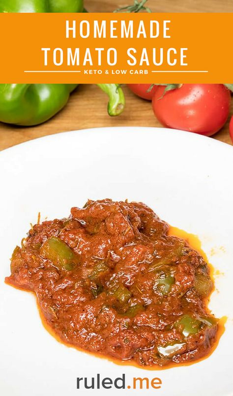 An easy homemade tomato sauce that is also low in sugar. This is a great condiment as part of a low carb diet. #ketodiet #ketorecipes #ketogenicdiet Keto Tomato Sauce, Easy Homemade Tomato Sauce, Healthy Condiments, Low Carb Frittata, Keto Sauce, Low Carb Zucchini Fries, Keto Condiments, Okra And Tomatoes, Beef Kebabs