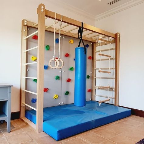 Sensory Kids Room, Indoor Jungle Gym, Indoor Playroom, Muscular Development, Basement Playroom, Playground Set, Kids Gym, Rope Ladder, Sensory Room