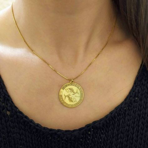 "Zodiac Sign Pisces ♓ Astrology Pisces ♓ Zodiac Necklaces" Gold Compass Necklace, Pisces Pendant, Sagittarius Pendant, Sagittarius Necklace, Pisces Necklace, North Star Necklace, Astrology Necklace, Zodiac Pendant Necklace, Horoscope Necklace