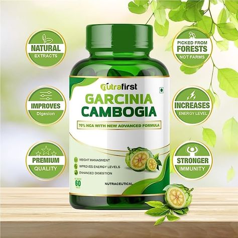 Nutrafirst Garcinia Cambogia Tablets (800mg) with 70% HCA & Green Tea Extract | Natural Weight Management | Improves Digestion | 60 x 2 Tablets for Men & Women Improve Energy Levels, Garcinia Cambogia, Green Tea Extract, Improve Digestion, Digestive System, Packaging Labels, Weight Management, Dietary Supplements, Green Tea