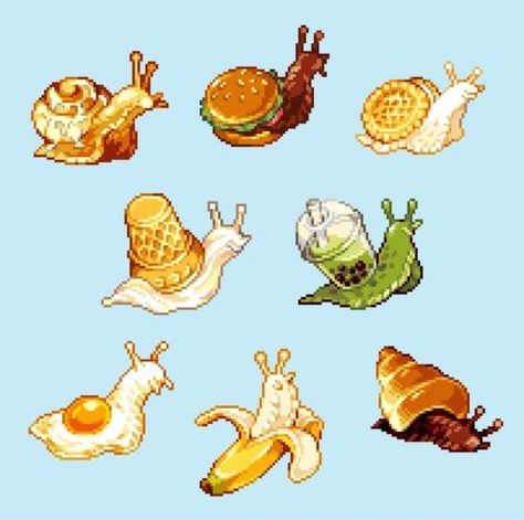 Kristina Webb, Snail Art, Piskel Art, Arte 8 Bits, Pixel Art Design, Arte Inspo, 판타지 아트, Cute Little Drawings, 영감을 주는 캐릭터