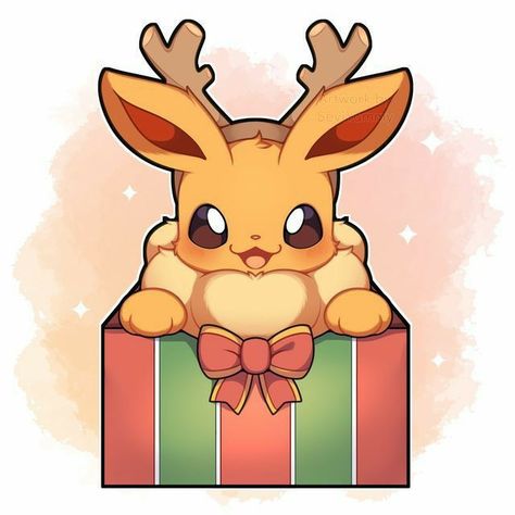 Funny Pokemon Videos, Pokémon Videos, Christmas Pikachu, Eeveelution Squad, Christmas Pokemon, Dance With The Devil, Eevee Cute, Xmas Sticker, Fanart Illustration