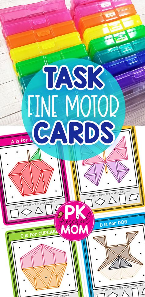 Lego Task Cards Free Printable, Fine Motor Task Cards, Task Box Preschool, Geoboard Task Cards Free, Task Boxes Preschool, Kindergarten Intervention, Stem Task Cards, Tk Ideas, Structured Teaching