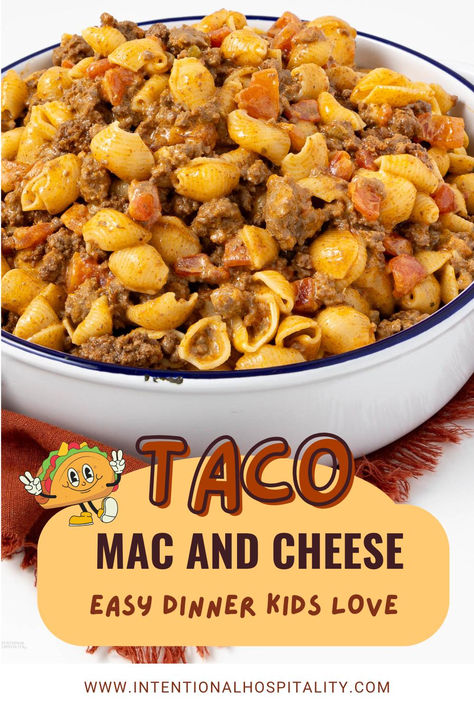 big bowl of cheesy taco mac and cheese Taco Mac Casserole, Easy Taco Mac And Cheese, Mac And Cheese Taco Bake, Mac And Cheese Dinner, Mac And Cheese Creamy, Taco Mac, Taco Mac And Cheese, Cheese Taco, Easy Mac N Cheese