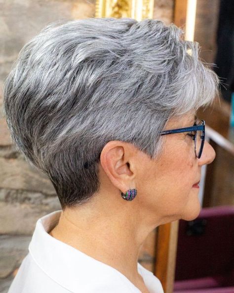 Celebrities and Their Pixie Hairstyles Salt And Pepper Short Hair Over 50, Short Old Lady Haircut, Short Salt And Pepper Hair Over 50, Short Hairstyle Older Woman, Salt And Pepper Pixie Haircut, Old Lady Haircuts, Older Women Short Hairstyles, Hairstyle For Women Over 50, Best Short Hairstyles