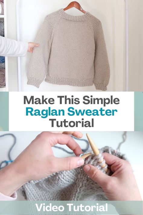 Looking for a knitting project that's both easy and stylish? Look no further! Our comprehensive video tutorial will show you how to knit a gorgeous raglan sweater from scratch, no matter your skill level. Whether you're a seasoned pro or just starting out, this project is perfect for you. Our simple design is easy to follow, yet still provides a satisfying challenge that's sure to leave you feeling proud of your creation. But that's not all - this sweater pattern is made with chunky yarn... Chunky Sweater Pattern Knitting, Basic Pullover Knitting Pattern, Chunky Raglan Sweater Knitting Pattern, Easy Beginner Knit Sweater, Beginner Chunky Knit Sweater Pattern Free, Simple Jumper Knitting Pattern, Basic Knit Sweater Pattern Free, Raglan Sleeve Pattern Knitting Free, Chunky Raglan Sweater Pattern