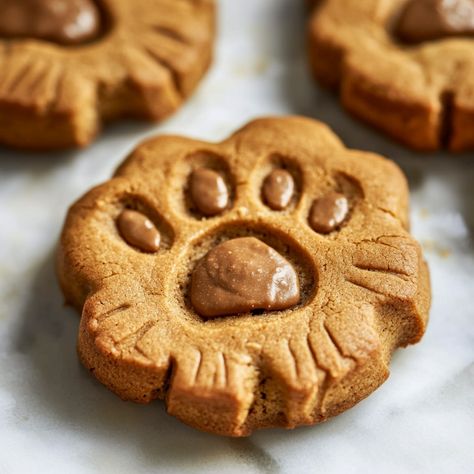 Peanut Butter Paw Print Cookies Paw Print Cookies, Small Spoon, Dough Balls, Cookie Scoop, Candy Melts, Creamy Peanut Butter, Baking Sheet, Aspen, Cooking Time