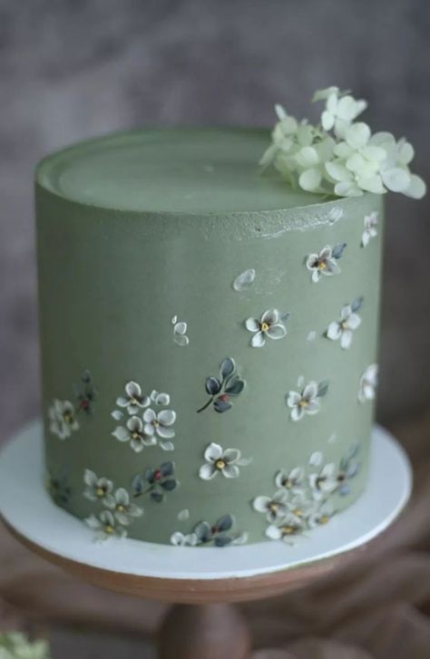 43 Cute Buttercream Flower Cake Ideas : Sage Green Tone Daisy Flower Cake Birthday, Green Cake With Flowers, Sage Green Cake Ideas, Green Flower Cake, Buttercream Frosting Techniques, Sage Green Birthday Cake, Buttercream Daisy, Ivy Cake, Flower Cake Ideas