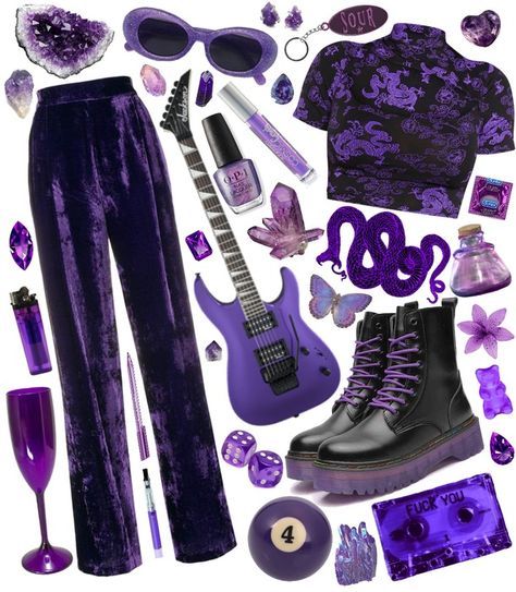 ○-purple-○ Outfit | ShopLook Purple And Black Outfits Casual, Grunge Purple Outfit, Dark Purple Outfit Ideas, Purple Grunge Aesthetic Outfit, Purple And Black Outfits Grunge, Purple Grunge Outfits, Purple Indie Outfit, Whimsigoth Outfits Purple, Artsy Outfit Ideas