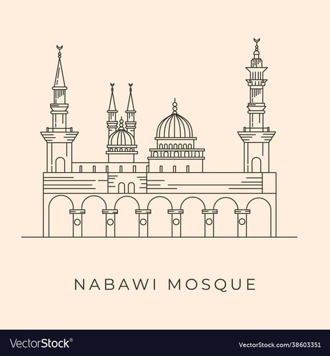 Nabawi Mosque, Line Art Illustration, One Line Art, Line Art Design, Background Images Hd, Design Vector, Art Illustration, Background Images, Png Images