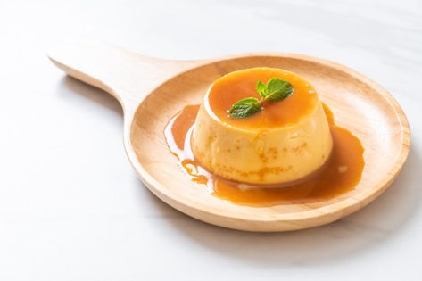 Homemade caramel custard pudding Premium... | Premium Photo #Freepik #photo #food #restaurant #cake #milk Caramel Custard Recipe, Custard Recipe Easy, Soft Foods Diet, Whipped Cream Desserts, Easy Custard, Caramel Custard, Puerto Rican Dishes, Caramel Pudding, Custard Pudding