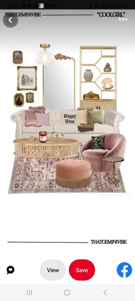 Light Pink Living Room, Girly Living Room, Bedroom Collage, Nyc Rooms, Boston Apartment, Bedroom Layout, College Apartment Decor, Pink Living Room, Eclectic Boho