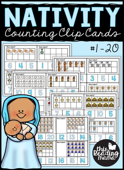 Nativity Counting Clip Cards - This Reading Mama Sight Words Kindergarten Activities, Counting Clip Cards, Preschool Sight Words, Phonics For Kids, Abc Phonics, First Grade Phonics, Phonics Programs, Homeschool Worksheets, Phonics Books