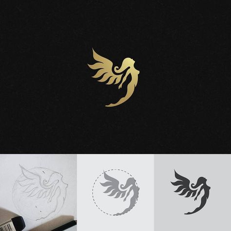 Angel Logo Design Art, Angel Logo Design Ideas, Fairy Logo Design Ideas, Angel Logo Ideas, Fantasy Logo Design, Fairy Logo Design, Angel Logo Design, Fairy Logo, Angel Logo