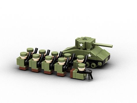 Micro M4 Sherman tank - Micro Lego Builds, Lego Micro Builds, M4 Sherman Tank, Lego Tank, Lego Soldiers, M4 Sherman, Easy Lego Creations, Lego Ww2 Tanks, Lego Ww2