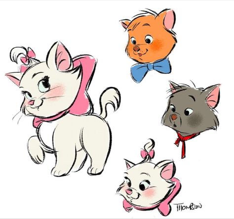 Steve Thompson Disney, Steven Thompson, Steve Thompson, Disney Sleeve, Aristocats Marie, Marie Cat, Disney Cats, Marie Aristocats, The Aristocats