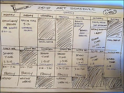 Building A Schedule, Full Time Artist Schedule, Full Time Artist Life, Goal Visualization, Artist Schedule, Art Schedule, Practice Schedule, Artist Resources, Daily Routine Schedule