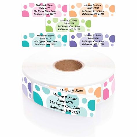 Bright Graphic Dots Designer Rolled Address Labels | Label Dispenser | Artistic Direct Holiday Cards Business, Personalized Address Labels, Mailing Labels, Moving Announcements, School Supply Labels, Cards Business, Personalized Labels, Return Address Labels, Address Labels