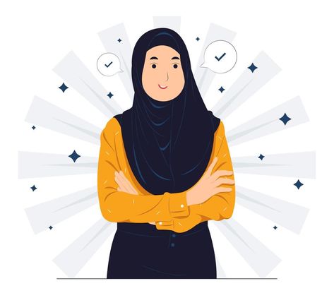 Proud Illustration, High Self Esteem, Math Design, Crossed Arms, Student Cartoon, Adobe Illustrator Design, Instagram Emoji, Powerpoint Background, Islamic Cartoon