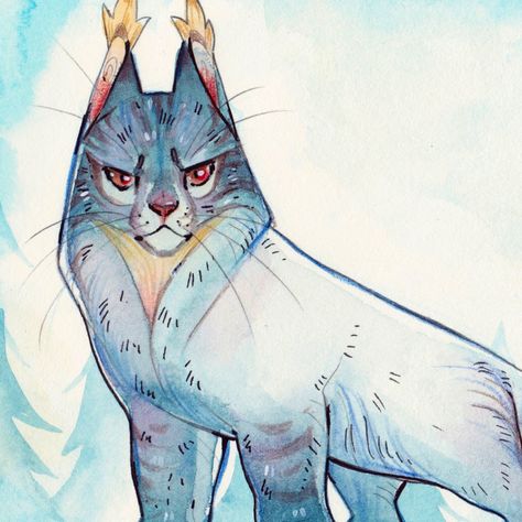 Dina Norlund on Instagram: “Another watercolour Wednesday from some weeks ago! Of the Snow Cat Prince aka my next book currently in the works. His design isn’t…” Dina Norlund, Snow Cat, Artist Study, Inspiring Artists, Prince Art, Card Inspo, Big Cats Art, Pencil Sketches, Monster Design