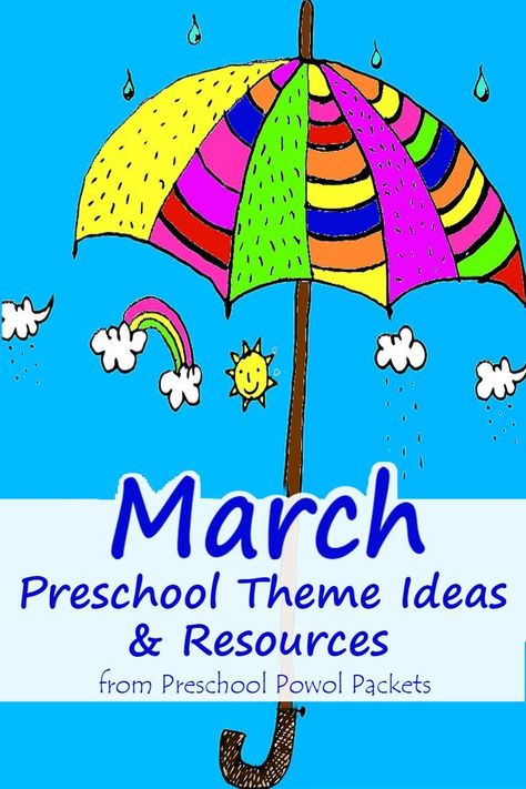 Great March preschool themes ideas and resources! Loads of ideas, book suggestions, and more! Perfect for preschool, toddlers, and kindergarten aged kiddos! March Preschool Themes, March Preschool Worksheets, Themes Preschool, March Lesson Plans, March Preschool, March Lessons, Daycare Lesson Plans, March Ideas, Preschool Calendar