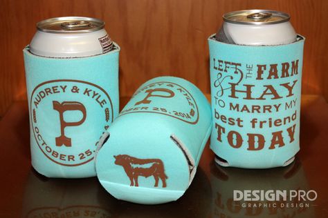 Rustic wedding koozies perfect for the farm-loving couple. Wedding Koozie Ideas, Koozie Ideas, Yosemite Wedding, Wedding Koozies, Never Stop Dreaming, Marrying My Best Friend, Wedding Preparation, Western Wedding, Cheap Wedding