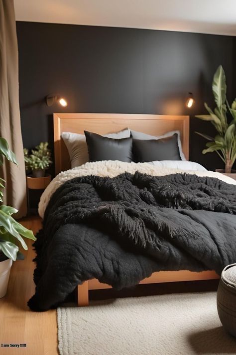 Black White And Grey Bedroom, Earthy Bedroom, Bedroom Upgrade, Dark Bedroom, Brown Bedroom, Black Bedroom, Apartment Decor Inspiration, Remodel Bedroom, Rustic Bedroom