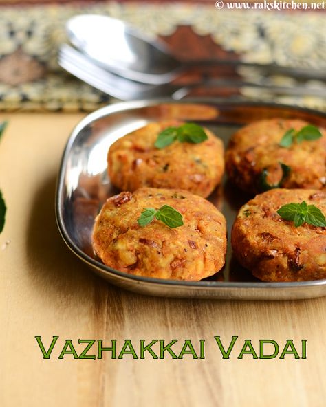 Vadai with vazhakkai, a simple snack made with plantain or raw banana with some simple ingredients. This can be made as tikki too for a low fat snack.I had no idea making vazhakkai vadai, until I saw a tikki in my instagram stories from a restaurant as starter. I too thought I would make tikki,...Read More Banana Recipes Indian, Eggless Baking Recipes, Vadai Recipe, Regional Recipes, South Indian Recipes, Plantain Recipes, Low Fat Snacks, North Indian Recipes, Raw Banana